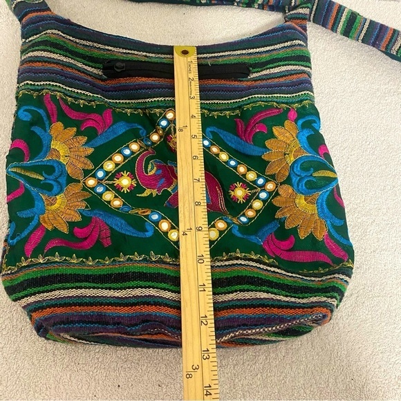 Embroidery Elephant Crossbody Bag Hippie Bag Sequin Hobo Festival Sling EUC - Picture 7 of 8